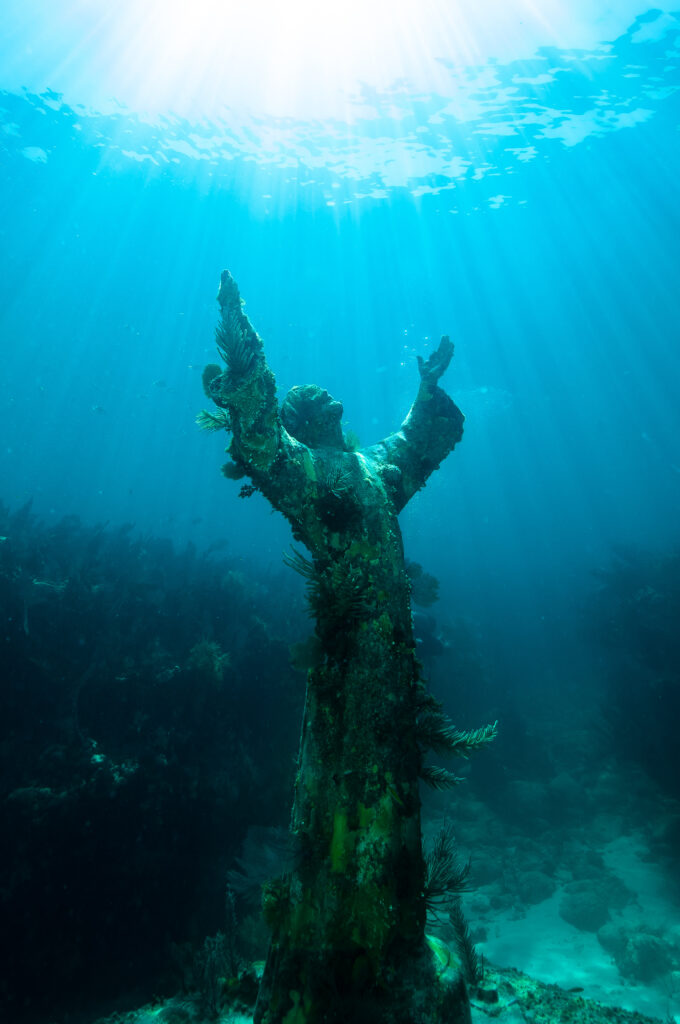 known as the Christ of the Abyss, this submerged statue in John Pennekamp State Park